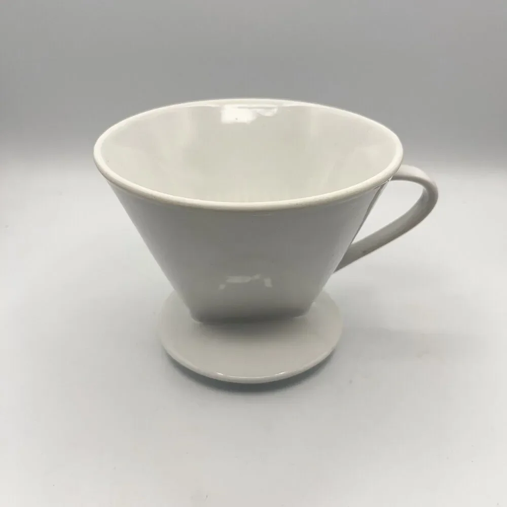 White Porcelain Pour Over Drip Double-Hole Coffee Filter Holder Not Melitta